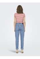 Tricou Dama Only Onlwendy Ruching Rose Of Sharon Stripes Cloud Dancer