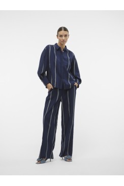 Pantaloni Dama Vero Moda Vmherdis Hw Wide Navy Blazer Stripes Birch