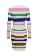 Rochie Only Onlsandri O-Neck Birch Stripes Begonia Pink/Green Bee/Dazzling Blue