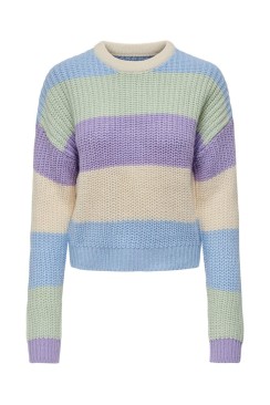 Pulover Dama Onlnikka Stripe O-Neck Birch/Clear/Sky