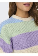 Women Sweater Onlnikka Stripe O-Neck Birch/Clear/Sky