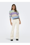 Women Sweater Onlnikka Stripe O-Neck Birch/Clear/Sky