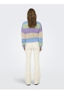 Women Sweater Onlnikka Stripe O-Neck Birch/Clear/Sky