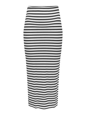 Fusta Only Onlnella Long Side Slit Cloud Dancer Stripes Black