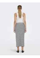 Skirt Only Onlnella Long Side Slit Cloud Dancer Stripes Black