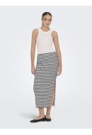 Skirt Only Onlnella Long Side Slit Cloud Dancer Stripes Black