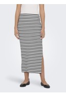 Skirt Only Onlnella Long Side Slit Cloud Dancer Stripes Black