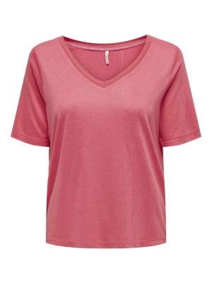 Women T-shirt Only Onlelise V-Neck Coral Paradise