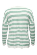 Pulover Dama Only Carmakoma Caramalia Stripe V-Neck Cloud Dancer/Suble Green