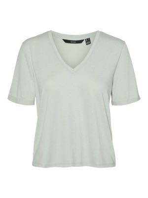 Women T-shirt Vero Moda Vmjune V-Neck Slit Green