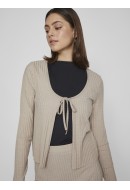 Cardigan Dama Vila Viribini Tie Natural Melange
