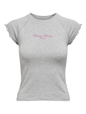 Women T-shirt Only Onlarea Light Grey Melange