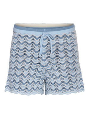 Women Shorts Noisy May Nmsadie Hw Knit Cerulean Stripes Alure+Eggnog