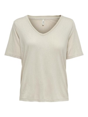 Women T-shirt Only Onlelise V-Neck Moonbeam
