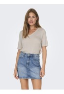Women T-shirt Only Onlelise V-Neck Moonbeam
