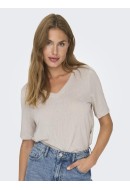 Women T-shirt Only Onlelise V-Neck Moonbeam