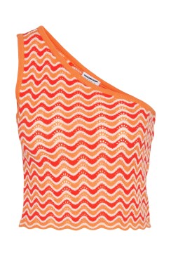 Maieu Dama Noisy May Nmsadie One Shoulder Tangerine Stripes Tangerine+Eggnog