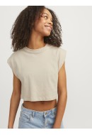 Women T-shirt Jjxx Jxzoe Sl Rlx Short Feather Gray