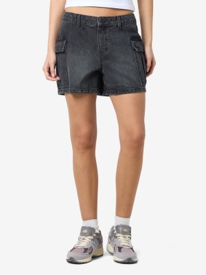 Women Shorts Noisy May Nmsmiley Cargo Nw Black Denim