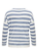 Pulover Dama Only Carmakoma Caramalia Stripe V-Neck Cloud Dancer/Coronel Blue