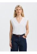 Maieu Dama Selected Slfberta Bellis V-Neck Bright White