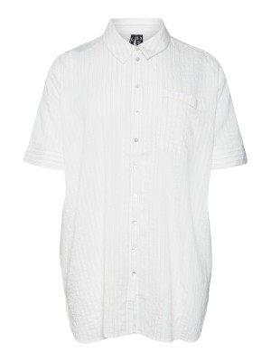 Women Shirt Vero Moda Curve Vmcodette 2/4 Long Snow White Stripes China Blue