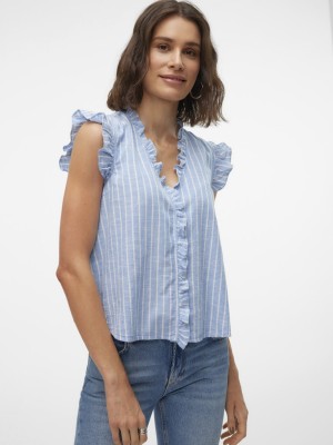 Camasa Dama Vero Moda Vmkaori Sl Comflower Blue/Cloud Dancer