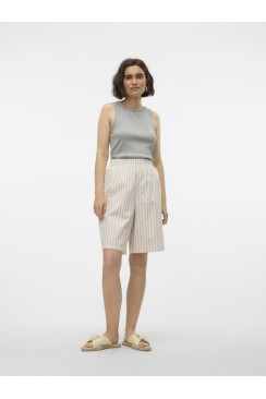 Pantaloni Scurti Dama Vero Moda Vmgry Hr Long Pumice Stone Stripes Snow White
