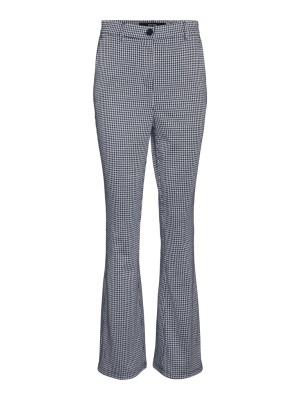 Pantaloni Dama Vero Moda Vmavia Hw Flared Navy Blazer Checks Cloud Dancer