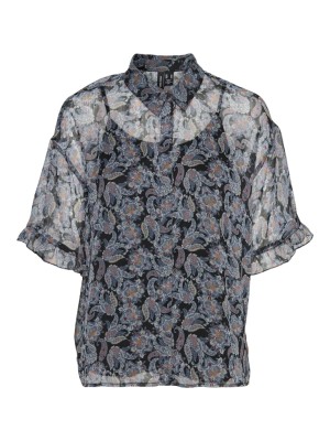 Camasa Dama Vero Moda Vmsmilla 2/4 Frill Black Aop Signe