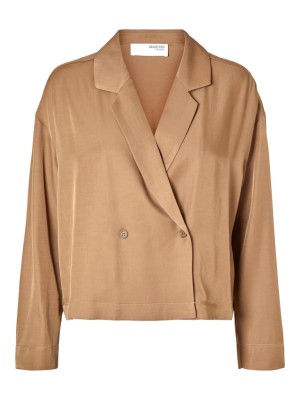 Sacou Dama Selected Slfdemi Double Breasted Tobacco Brown