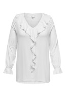 Women Blouse Only Carmakoma Carclarisa Life V-Neck Frill Bright White