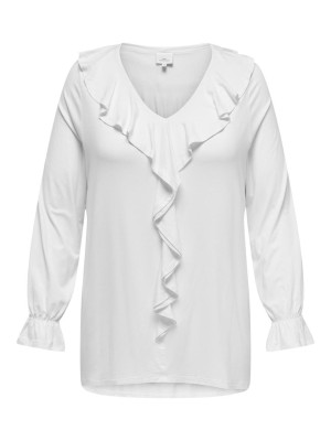 Bluza Dama Only Carmakoma Carclarisa Life V-Neck Frill Bright White