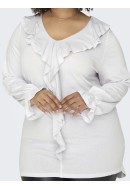 Bluza Dama Only Carmakoma Carclarisa Life V-Neck Frill Bright White