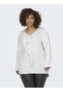 Women Blouse Only Carmakoma Carclarisa Life V-Neck Frill Bright White