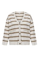 Cardigan Dama Only Carmakoma Carama Life Stripe V-Neck Birch Stripes Maltball