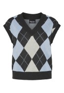 Vesta Dama Pieces Pcdelma V-Neck Dark Grey Melange Pattern Birch /Cashmere Blue