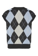 Vesta Dama Pieces Pcdelma V-Neck Dark Grey Melange Pattern Birch /Cashmere Blue