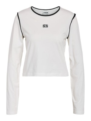 Bluza Dama Noisy May Nmmolly Crop Cloud Dancer Detail Obsidian