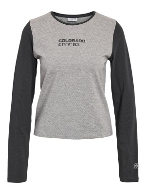 Bluza Dama Noisy May Nmmolly O-Neck Light Grey Melange Detail Obsidian W Obsidian Print