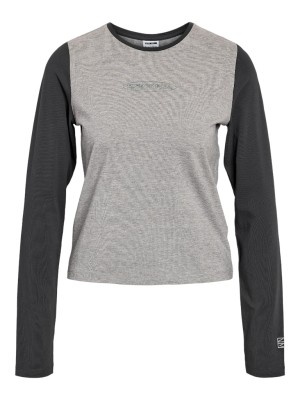 Bluza Dama Noisy May Nmmolly O-Neck Light Grey Melange Detail Obsidian W Rain Forest Print