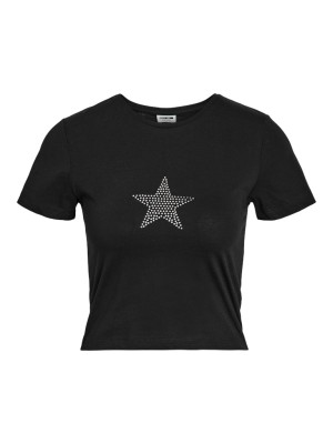 Women T-shirt Noisy May Nmmolly Starmoon Cropped Black/Star