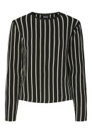Pulover Dama Pieces Pcsui O-Neck Black Stripes Cloud Dancer