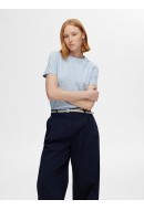 Tricou Dama Selected Slfjessy O-Neck Stripes Cashmere Blue /Bright White