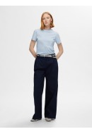 Tricou Dama Selected Slfjessy O-Neck Stripes Cashmere Blue /Bright White