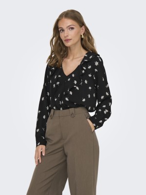 Bluza Dama Jacqueline De Young Jdymarika Life Flounce Black/Peyote Leaf