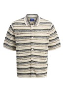 Camasa Barbati Jack&Jones Jorcorfu Knit Ss Nuthatch Stripes Asphalt/Double Cream/Sea Salt