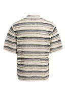 Camasa Barbati Jack&Jones Jorcorfu Knit Ss Nuthatch Stripes Asphalt/Double Cream/Sea Salt