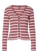 Cardigan Dama Pieces Pctoni Goji Berry Stripes Cdan-Pink Aboo Hot Fudge