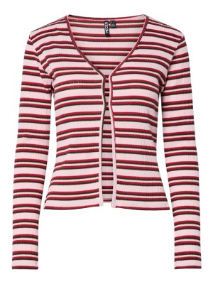 Cardigan Dama Pieces Pctoni Goji Berry Stripes Cdan-Pink Aboo Hot Fudge
